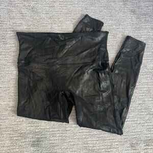 SPANX Faux Leather Shiny LEGGINGS-# 2437Q-BLACK-Size 2X